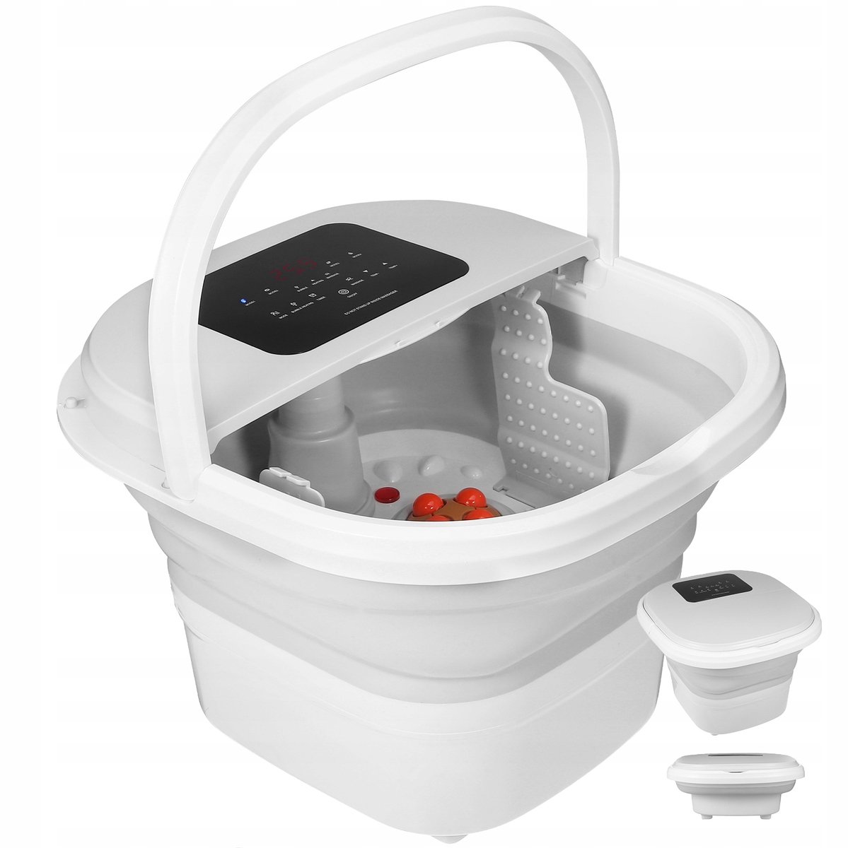 Opvouwbare Voetenbad met Verwarming, Massage & Bubbels - 4 Programma‘s, LCD Bediening, Elektrische Rollers, Draagbaar en Makkelijk Op te Berg
