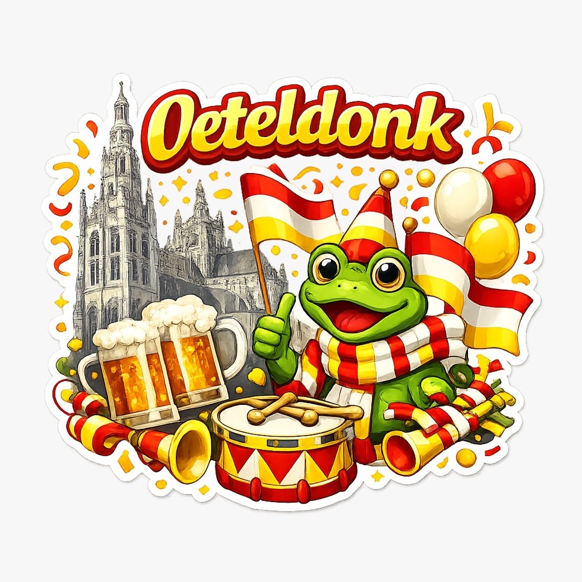 Oeteldonk Raamsticker - Carnaval - Raamsticker - statische sticker - herbruikbaar