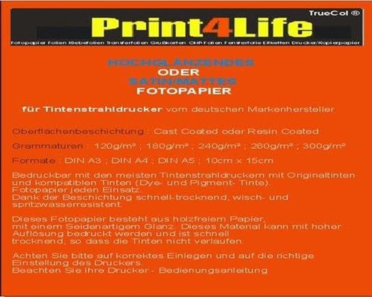 100 Vel Hoogglans Fotopapier 10x15 cm 120 g/m2 Waterdicht Sneldrogend