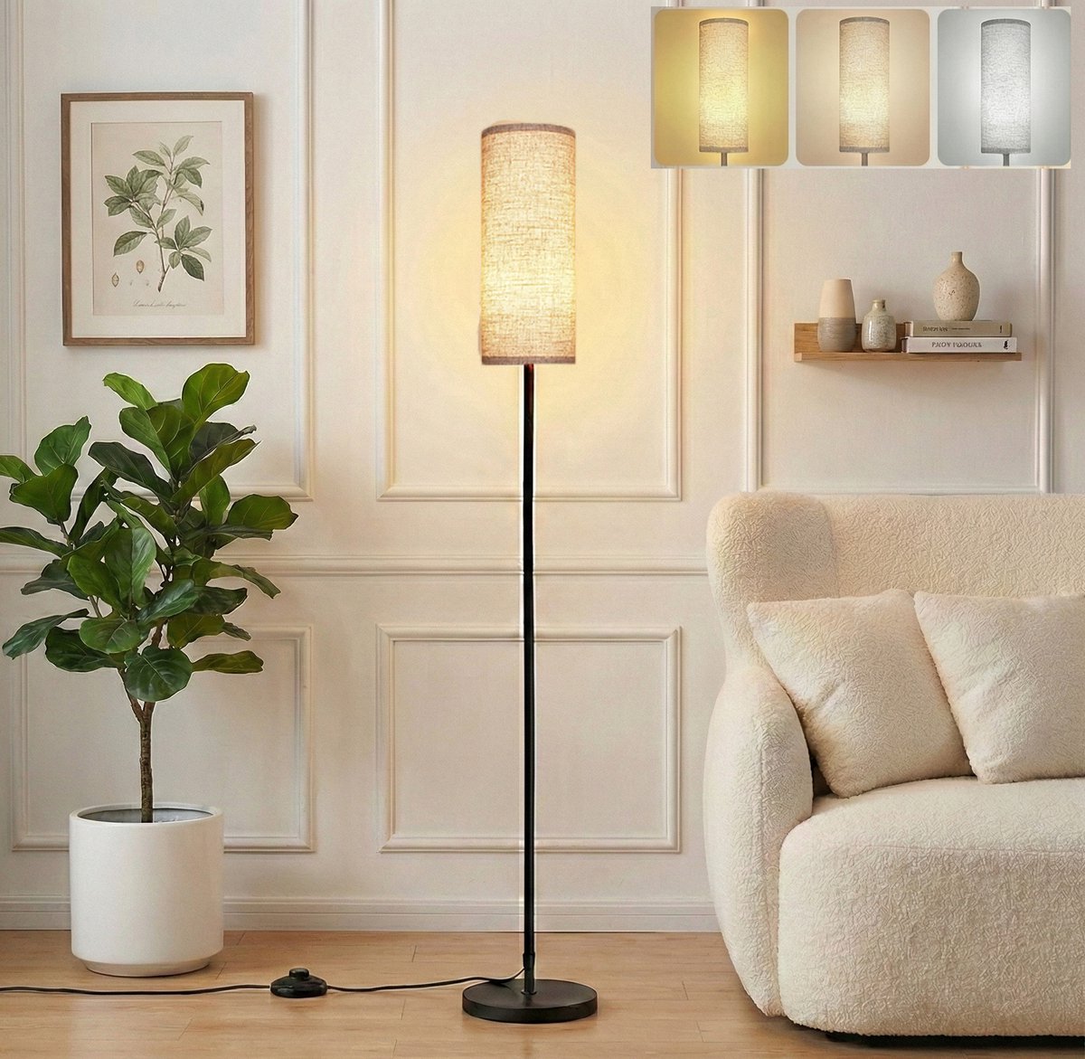 MUPOO Landelijke vloerlamp met Magnetische Afstandsbediening