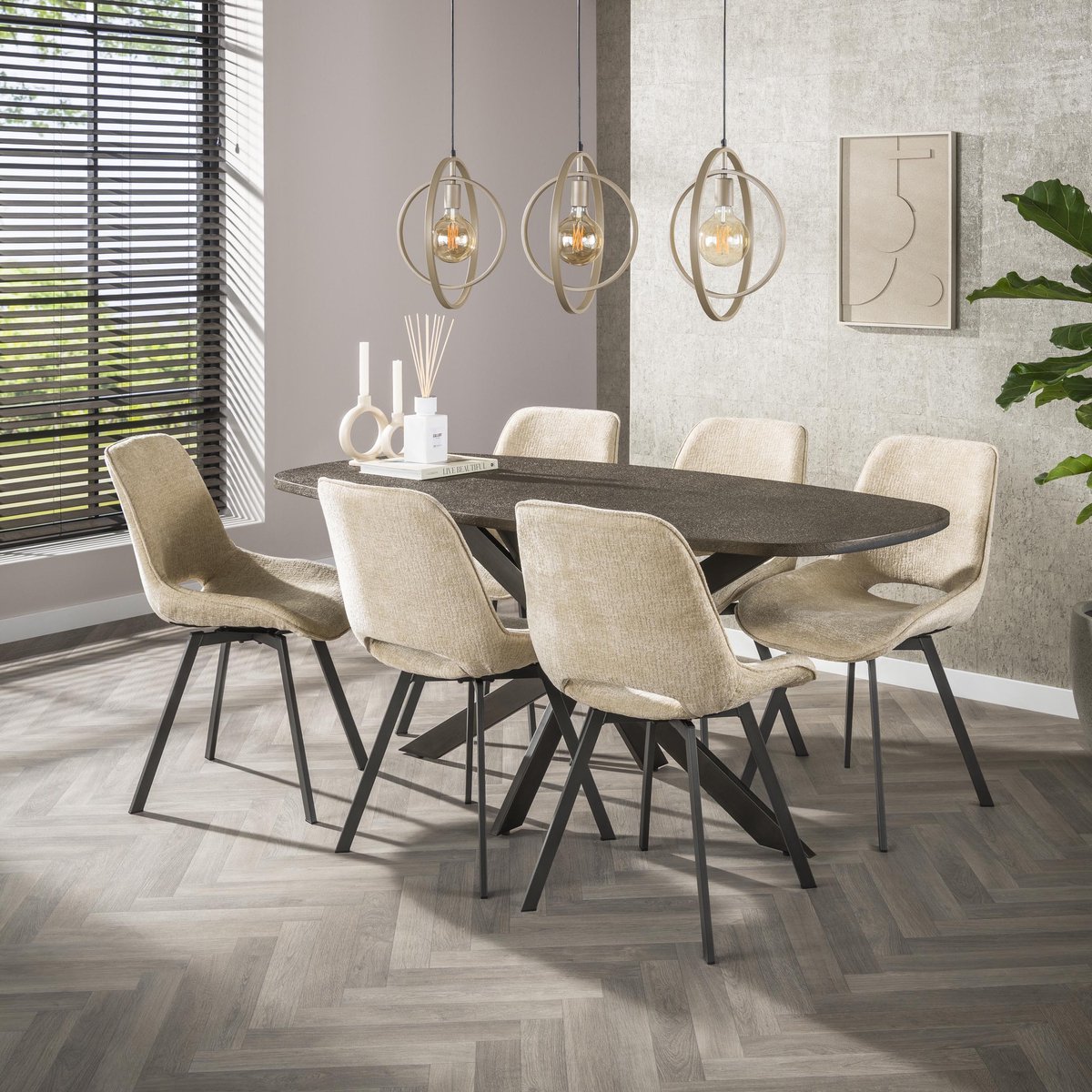 Hoyz Collection - Eettafel Bronvik Deens Ovaal 180cm - Brons Liquid Metal