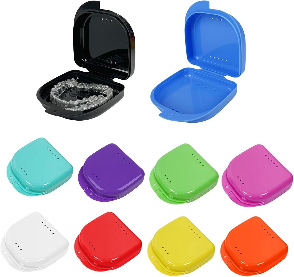10 Stuks Gebitsbewaardozen Ventilatiehouders voor Aligner en Mondbeschermer