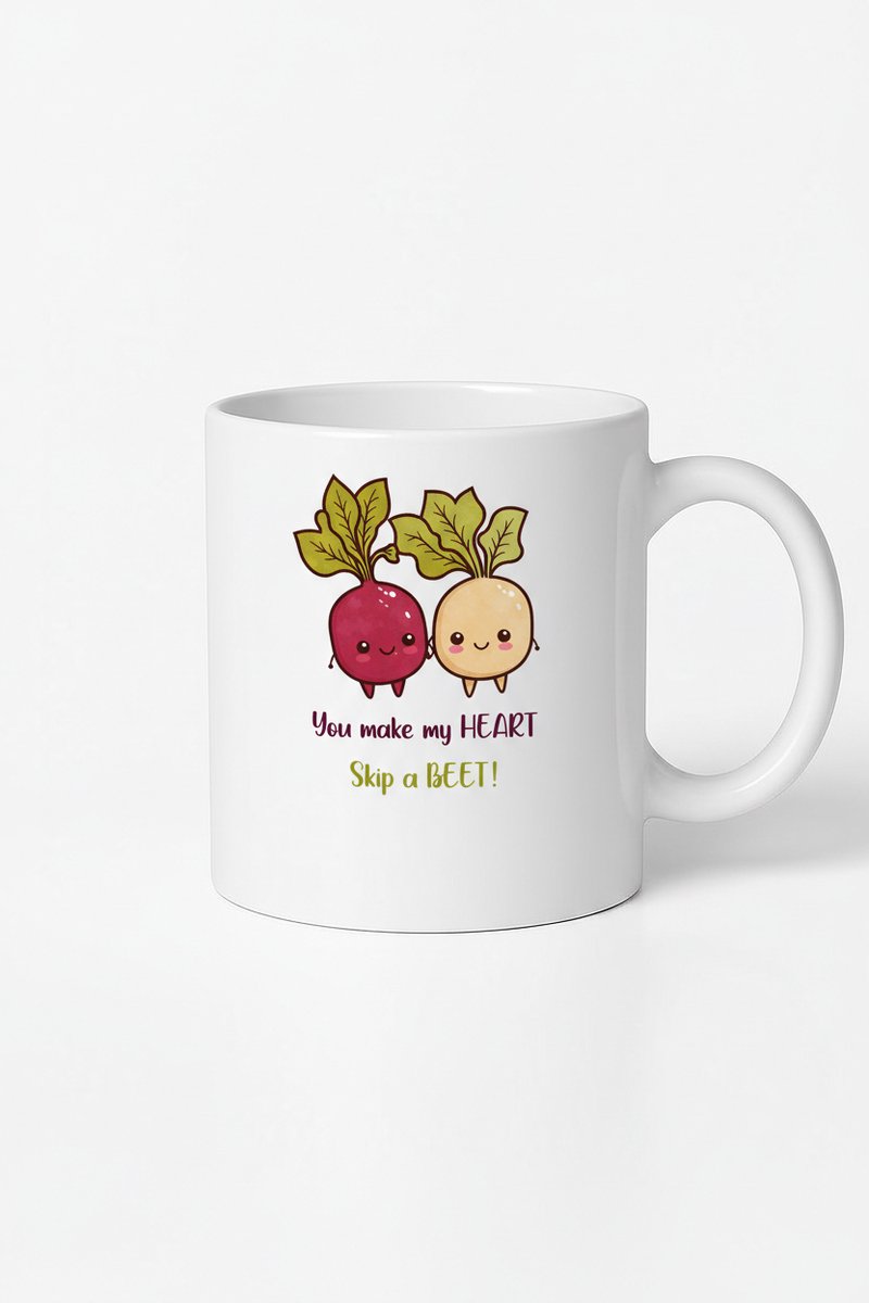 Grappige Bietjes Mok - You Make My Heart Skip a Beet! - Leuke Liefdes Cadeau Beker