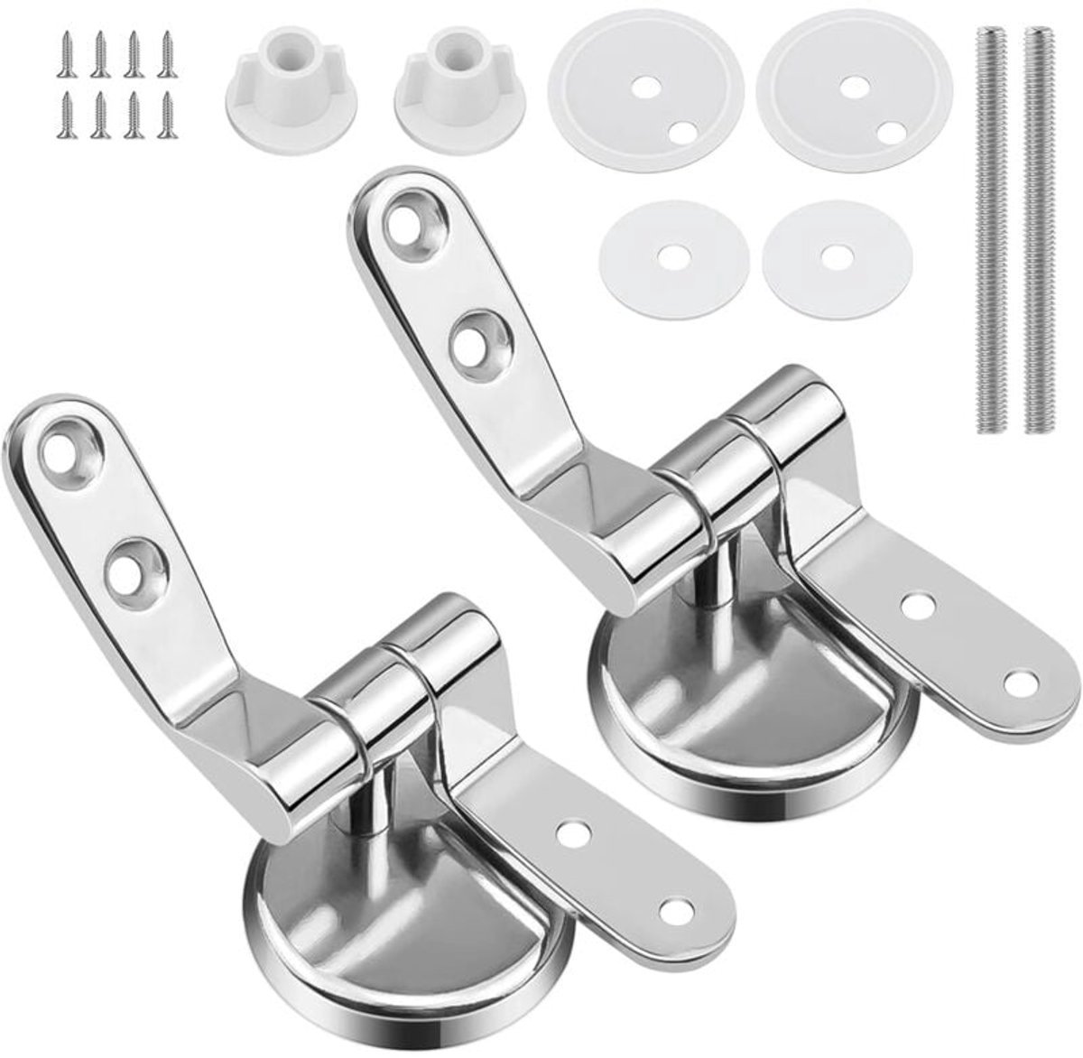 1 paar scharnieren van legering - vervangingsset voor wc-bril - Soft Close - universele vervangingsset voor wc-brillen - reservewc-scharnieren met schroeven en moeren