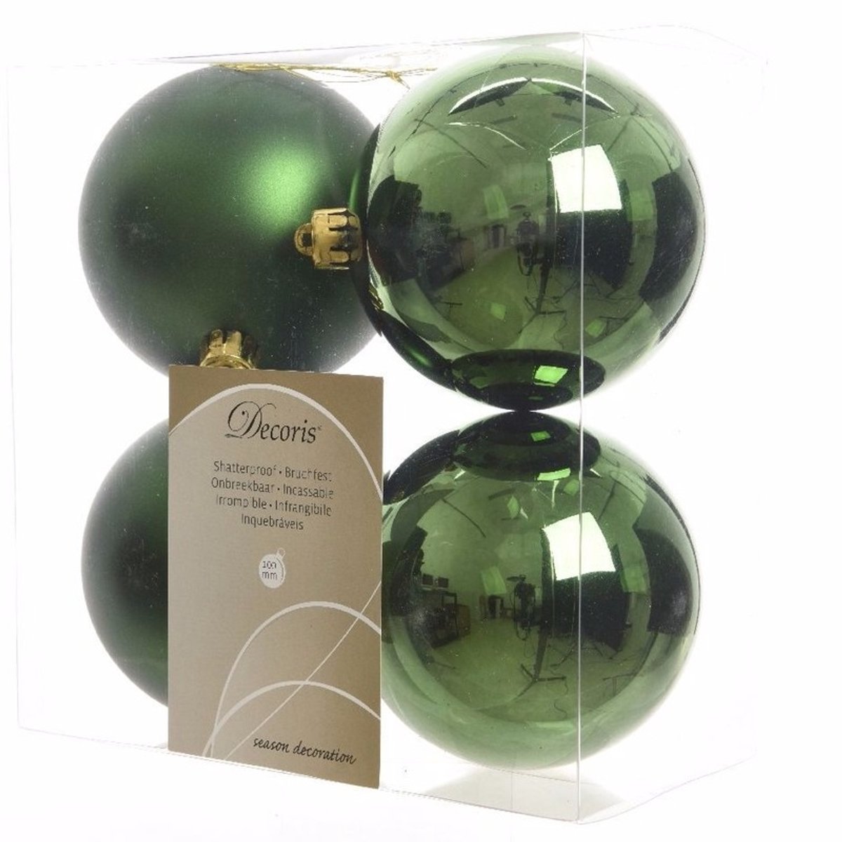 Decoris Kerstballen - 8x st - donkergroen - 10 cm - kunststof - kerstversiering