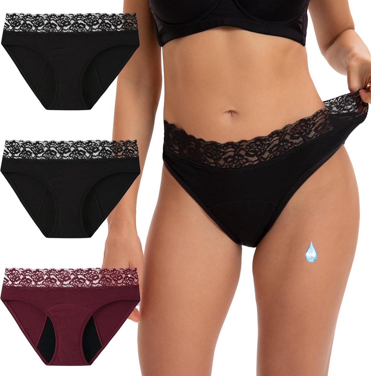 Absorberende Menstruatie Slip Dames - Comfortabel & Lekvrij Ondergoed - 3 Stuks