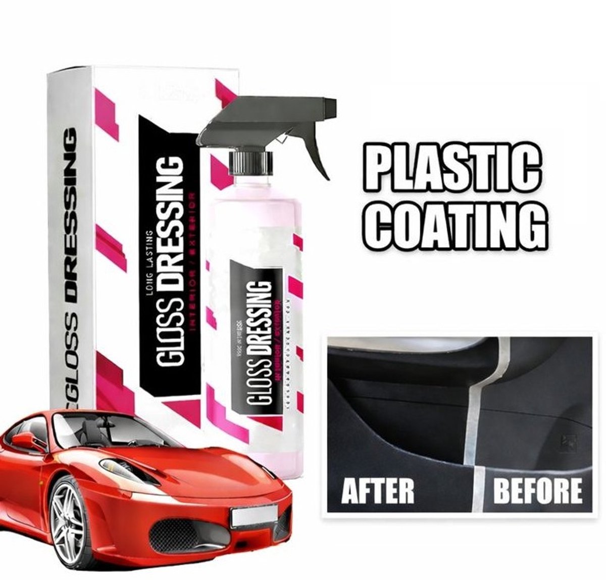 TLVX Auto Plastic Herstel 120ml Spray Fles / Kunststof Kleur Herstellen / Plastic Coating / Bumper donker maken / Verkleuring herstel / Kunststof nieuw / Bumper Black / Langdurige bescherming Interieur / Stootlijsten / Bumper