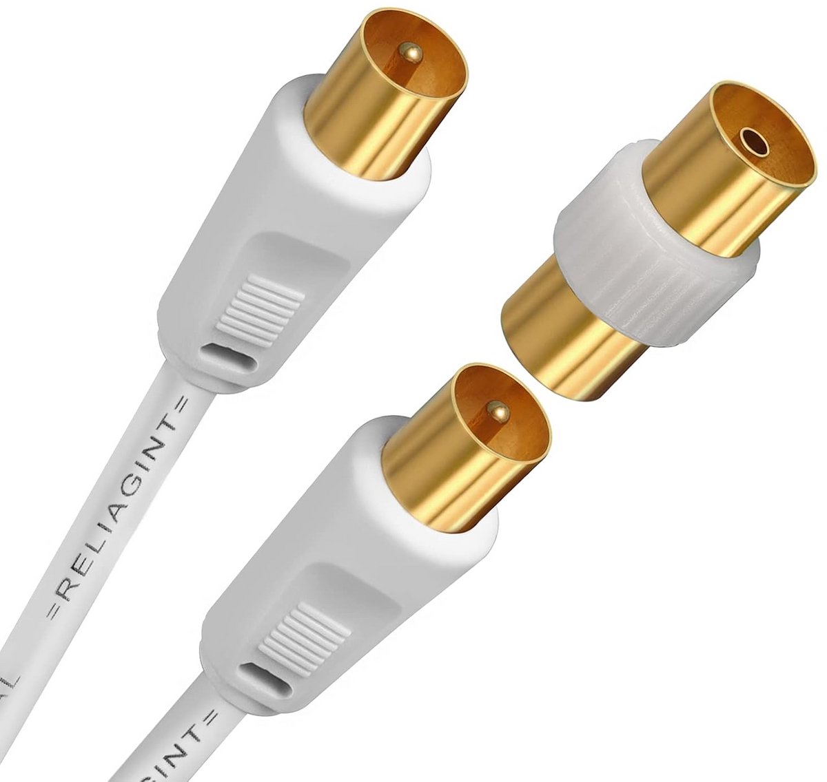 Coax TV Antennekabel 100 cm - Pure Koper met Dubbele Afscherming voor Sterk Signaal