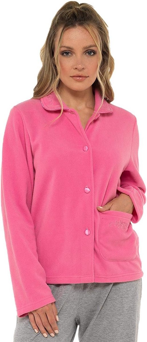 Warme Fleece Bedjas voor Dames met Knoopsluiting en Zak