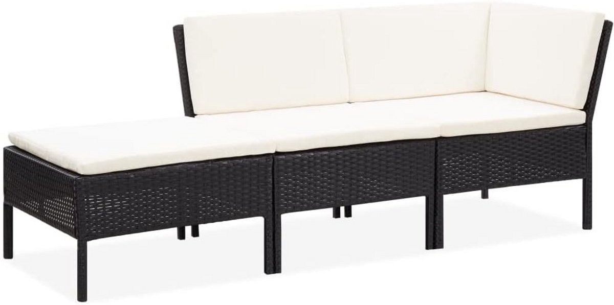 Modulaire Lounge Set Buiten met Kussens Poly Rotan Zwart/Bruin