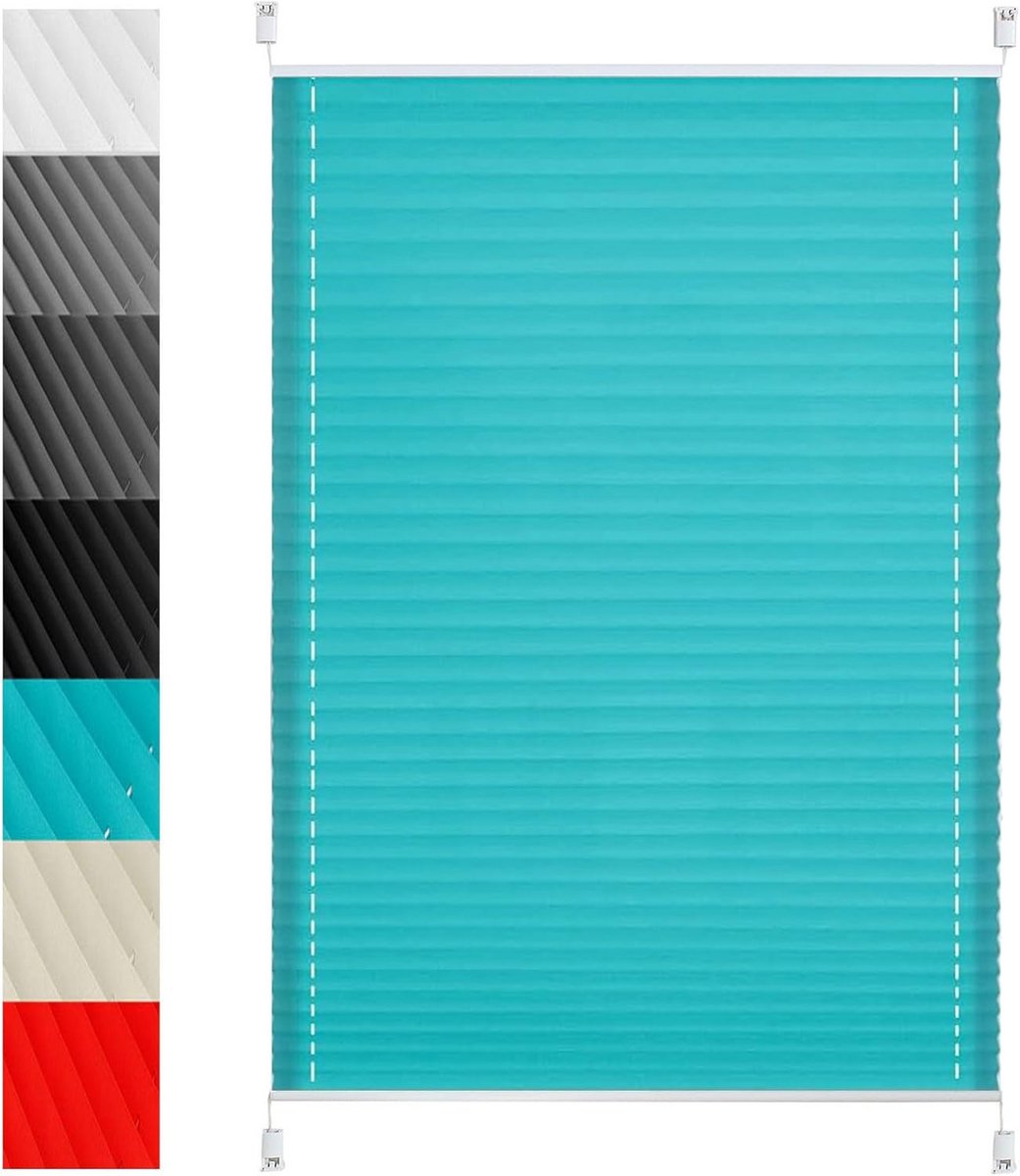 Plisségordijn zonder boren 25x190 cm Blauw EasyFix Ondoorzichtig - Eenvoudige Montage
