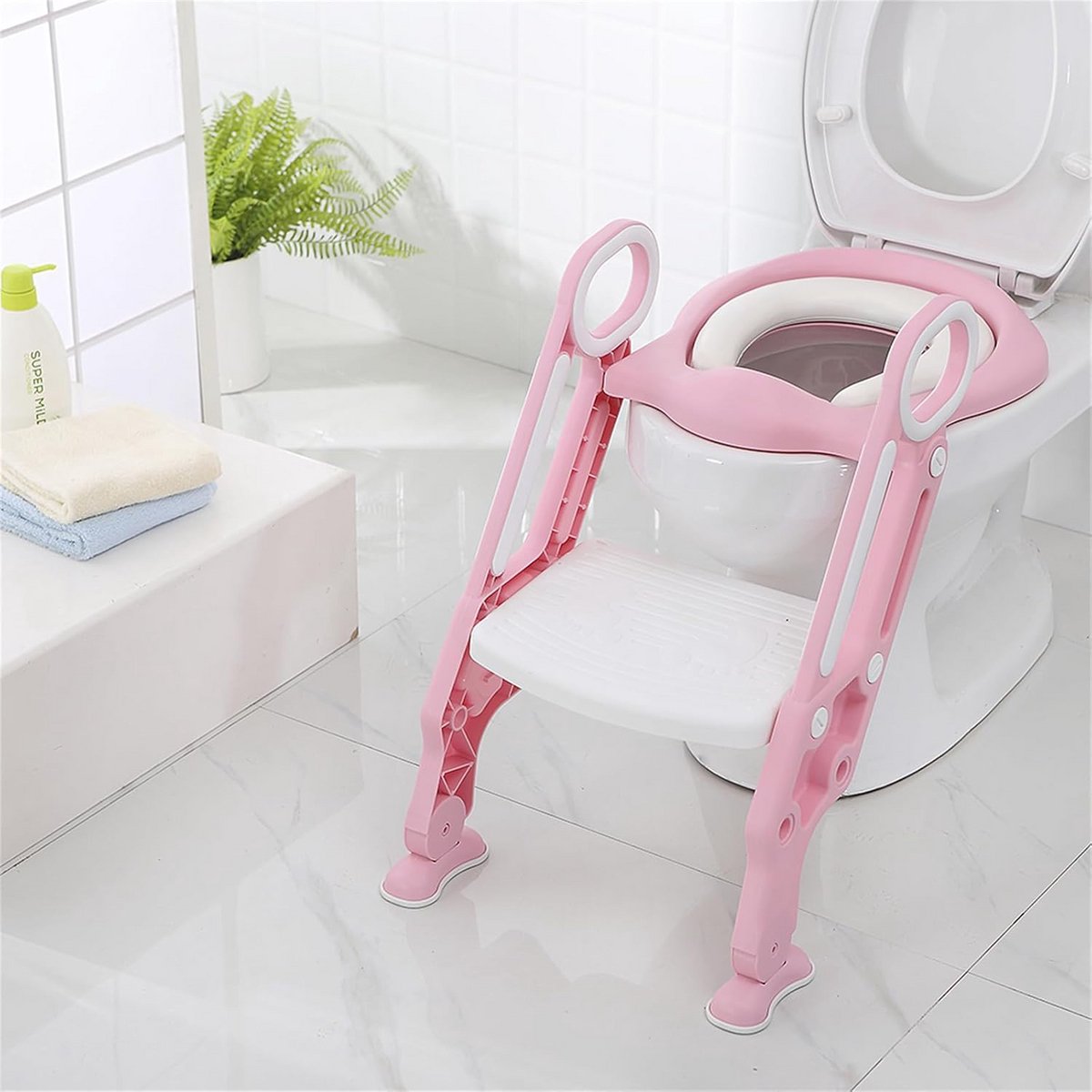 Verstelbaar Kindertoilet met Trap en Anti-slip Voor Zindelijkheidstraining