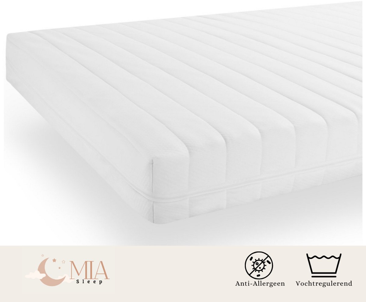 MIA Sleep Hotel Matras - 70x160 - Koudschuim Matras - Circa 17 cm dik - Luxe Tijk - Afritsbare Hoes- HR45 Schuim Wit