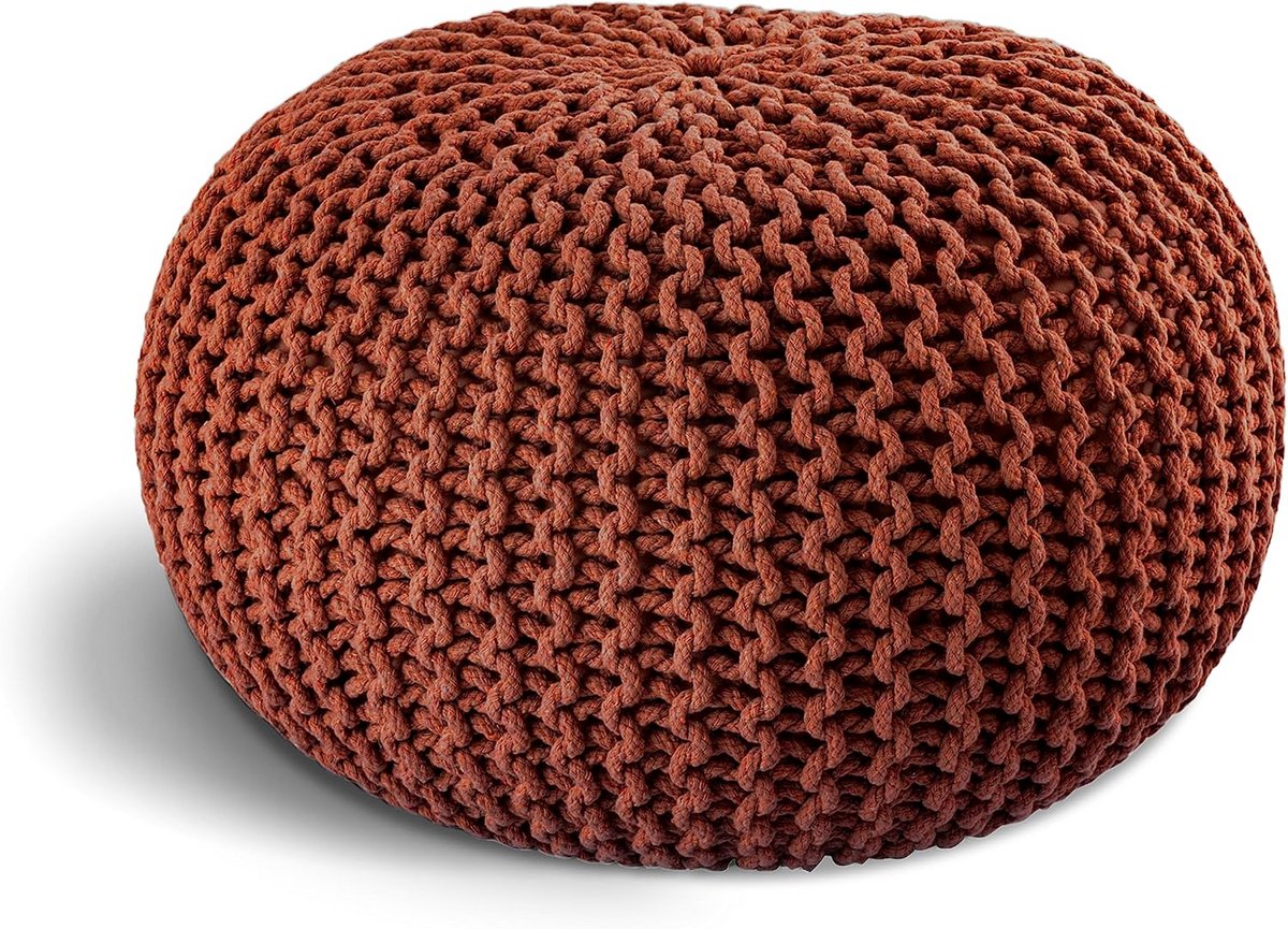 Grof Gebreide Zitpoef Ø 45 of 55 cm - Handgemaakt Vloerkussen, Hocker en Decoratief Zitkussen
