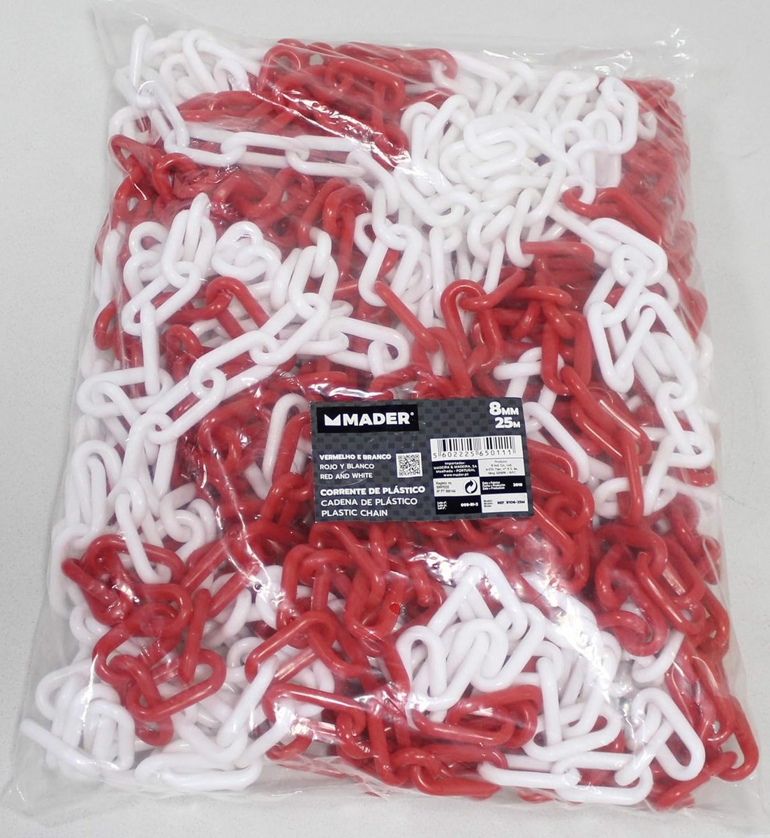 Kunststof Ketting 8mm x 25m Rood Wit - Sterk en Duurzaam Afzetlint