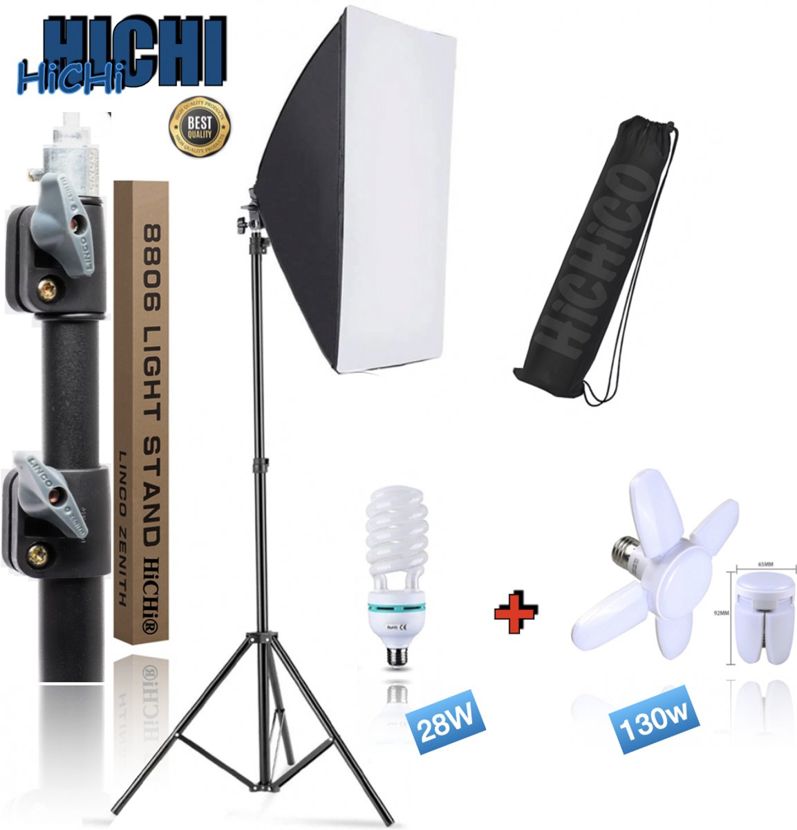HiCHi® Softbox Studiofotografie – Studiolampen – Fotografie – Fotolamp - Foto Studio Verlichting – Studioflitsers