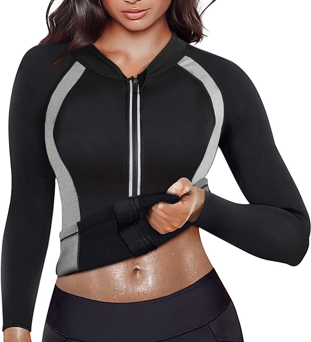 Zweetjack voor Dames - Sauna Effect Neopreen Sport Top met Lange Mouwen voor Fitness en Afslanken