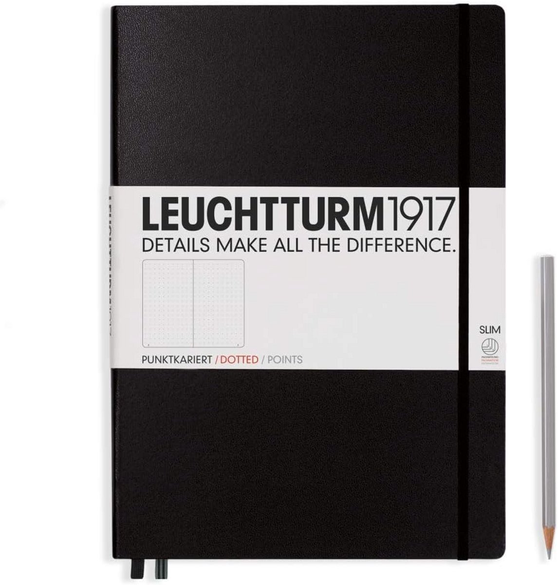 Notitieboek Master Slim A4+ Hardcover Zwart Gestippeld met Genummerde Pagina's