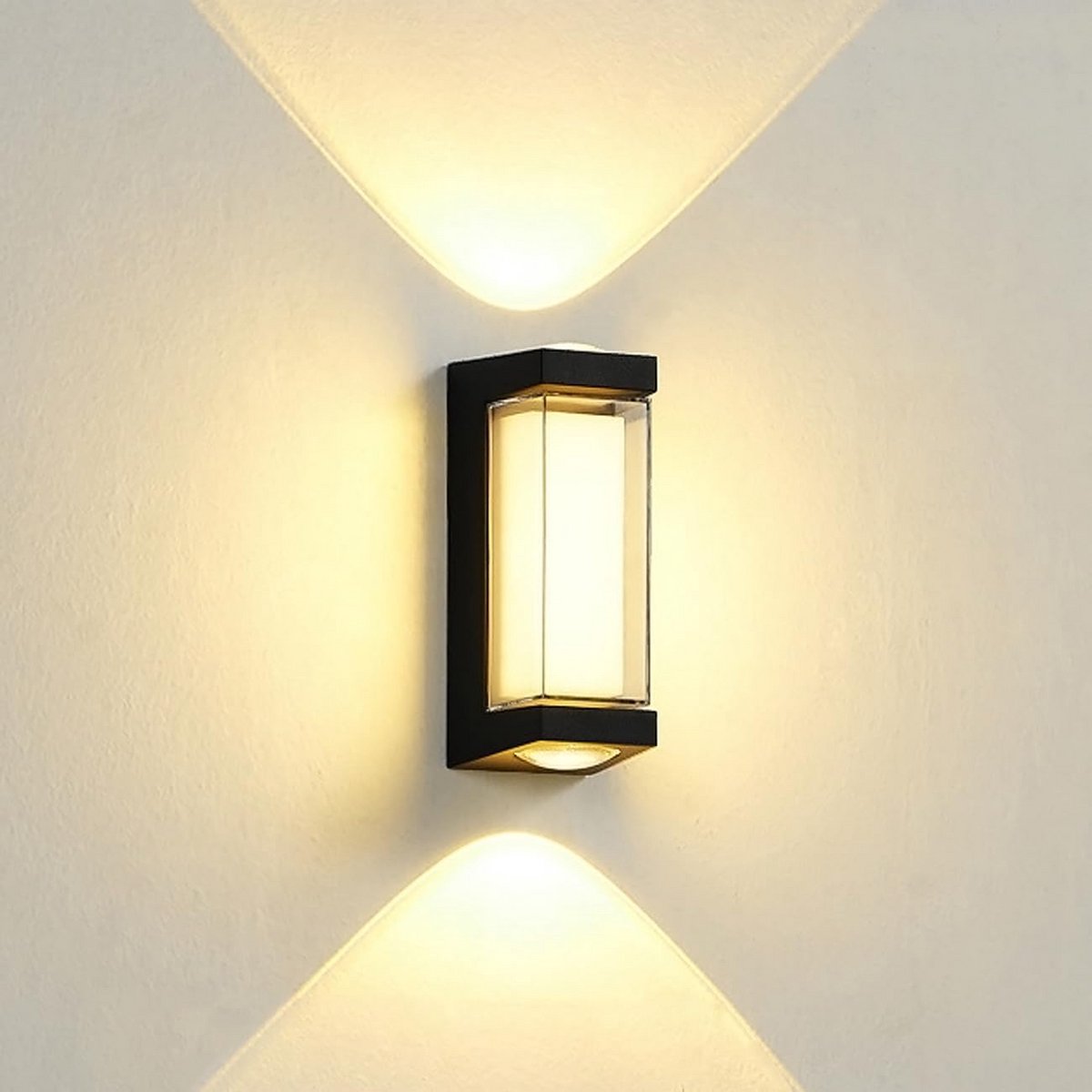 Moderne Zwarte LED Wandlamp voor Binnen en Buiten (IP65, 16W Warm Wit Licht)