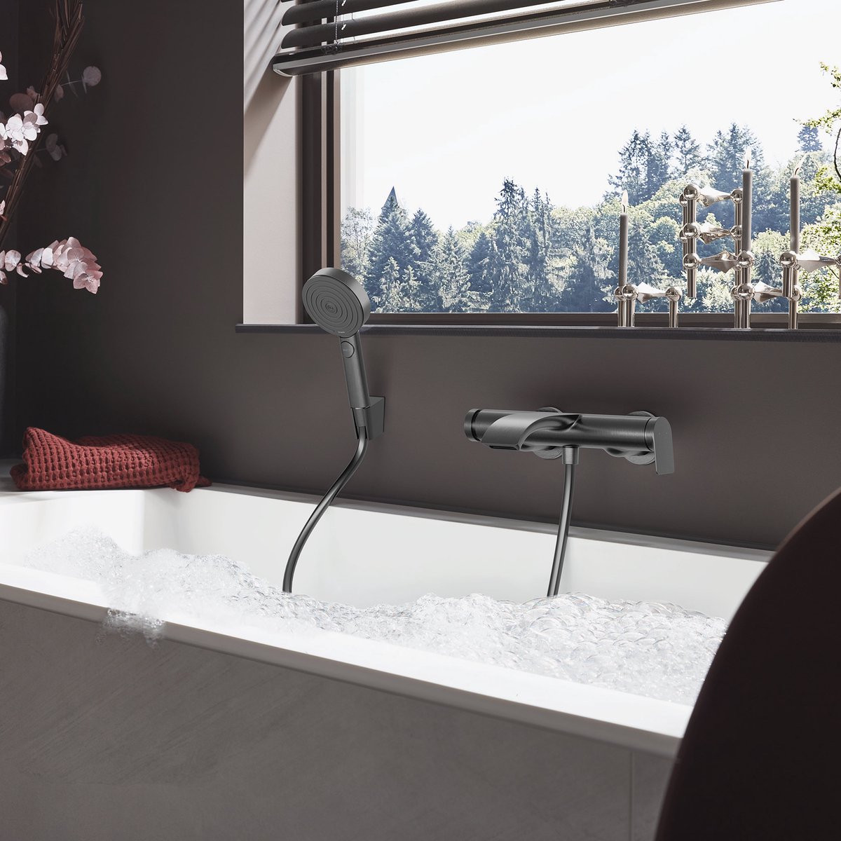 Hansgrohe VIVENIS 1 greeps - opbouw badmengkraan - zwart chroom