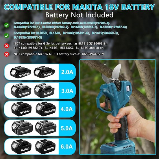 18V elektrische snoeischaar met verlengstang, 35 mm snijdiameter, lcd-display - Telescopische takkenschaar - Uittrekbaar tot 4,5 m - Zonder accu — afbeelding 4