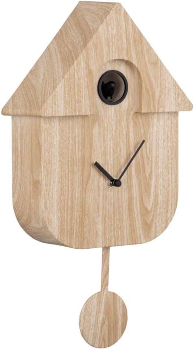 Aura® Koekoeksklok Modern - Koekoeksklok - Wandklok - met Kleurverloop en Wijzerplaat- Bruin - 9cm x 4cm x 23cm