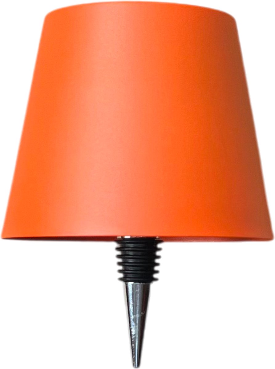 Draadloze Design Tafellamp – 3 Lichtkleuren – Geborsteld Metaal – Oranje – 2600mAh – IP54 Spatwaterdicht – LED Fleslamp – Oplaadbaar – Touch bediening – Sfeerverlichting voor Binnen & Buiten