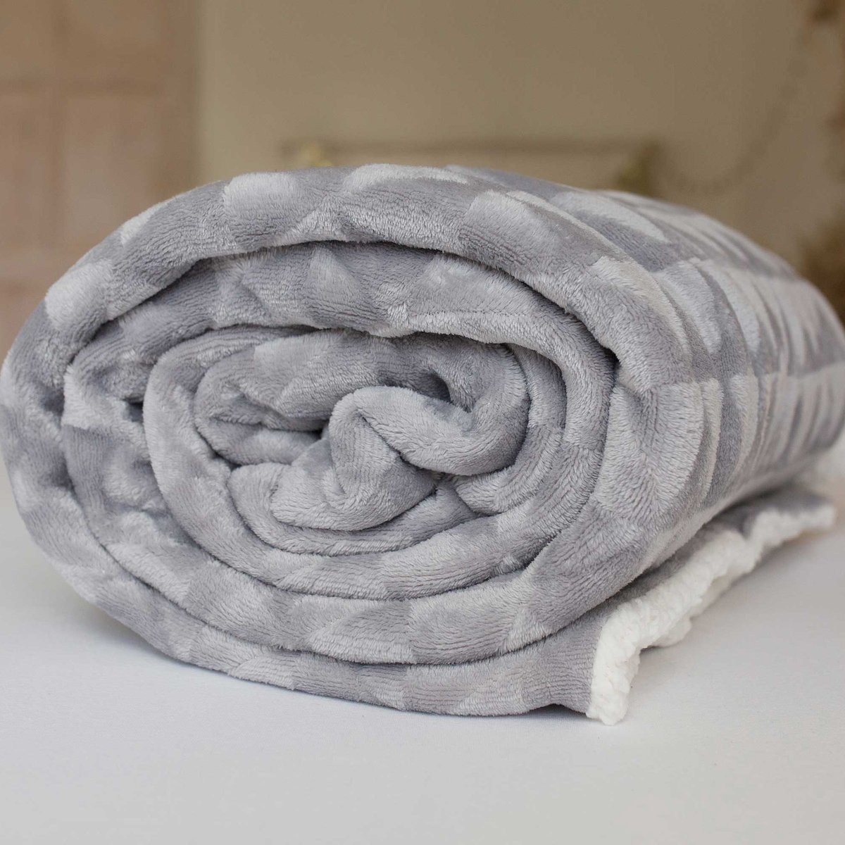 Sweet Home Sherpa Fleece plaid, Grijs - 150 x 200 cm - Polyester
