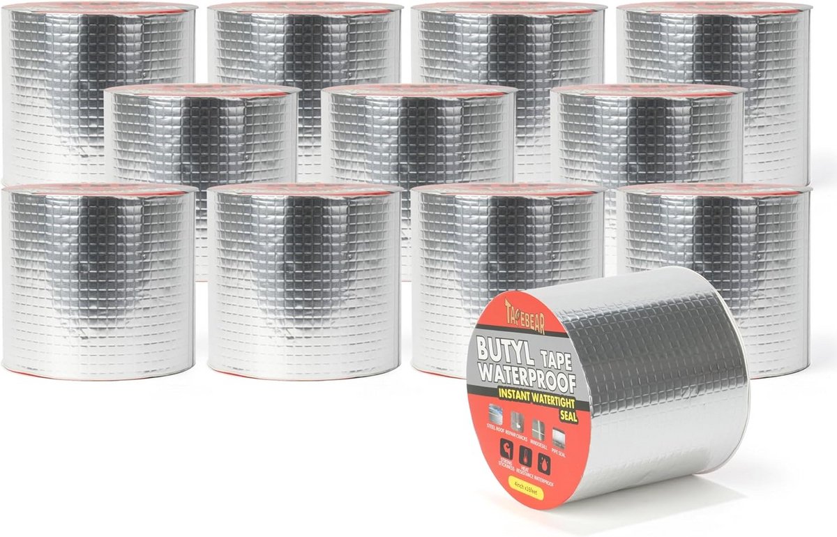 Waterdichte Butyl Afdicht Tape - Aluminium Folie Rubber Reparatie Tape voor Dak, Raam, Boot en Pijp - 10cm x 12m Grijs