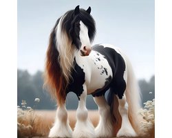 Diamantschilderij - paard - bonte paard - 5D - diamant - diamond painting - 40 x 40 cm