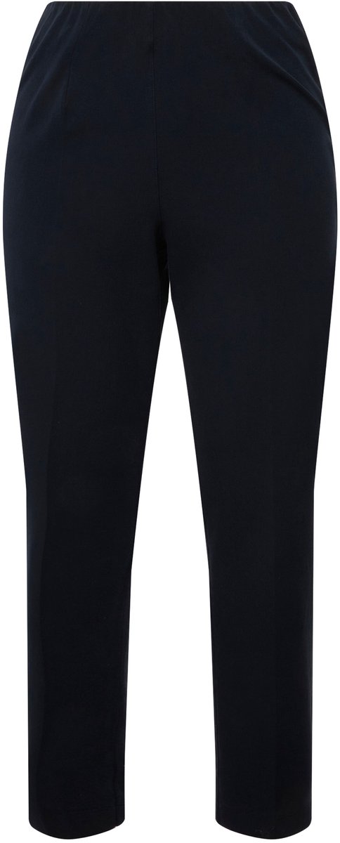 Ulla Popken - Dames - 7/8-broek biezen smalle broekspijpen elastische tailleband - Marine - Maat 56