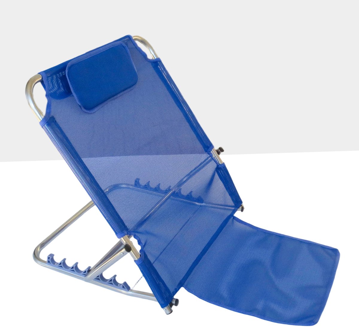 SUMOH® Verstelbare Rugsteun – 5 Standen – Inklapbaar & Draagbaar – Comfortabele Rugleuning met Hoofdkussen – Voor Bed, Bank, Strand & Camping – Ideaal om te Lezen of TV te Kijken - Blauw