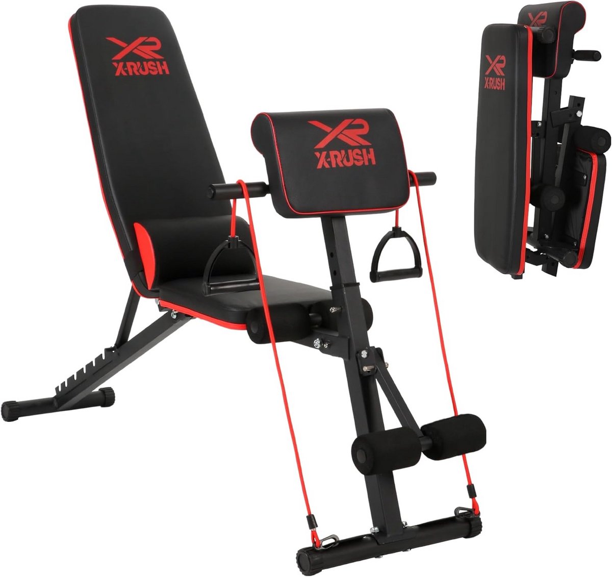 Verstelbare Trainingsbank voor Full Body Workouts met Opvouwbaar Ontwerp en Weerstandsbanden