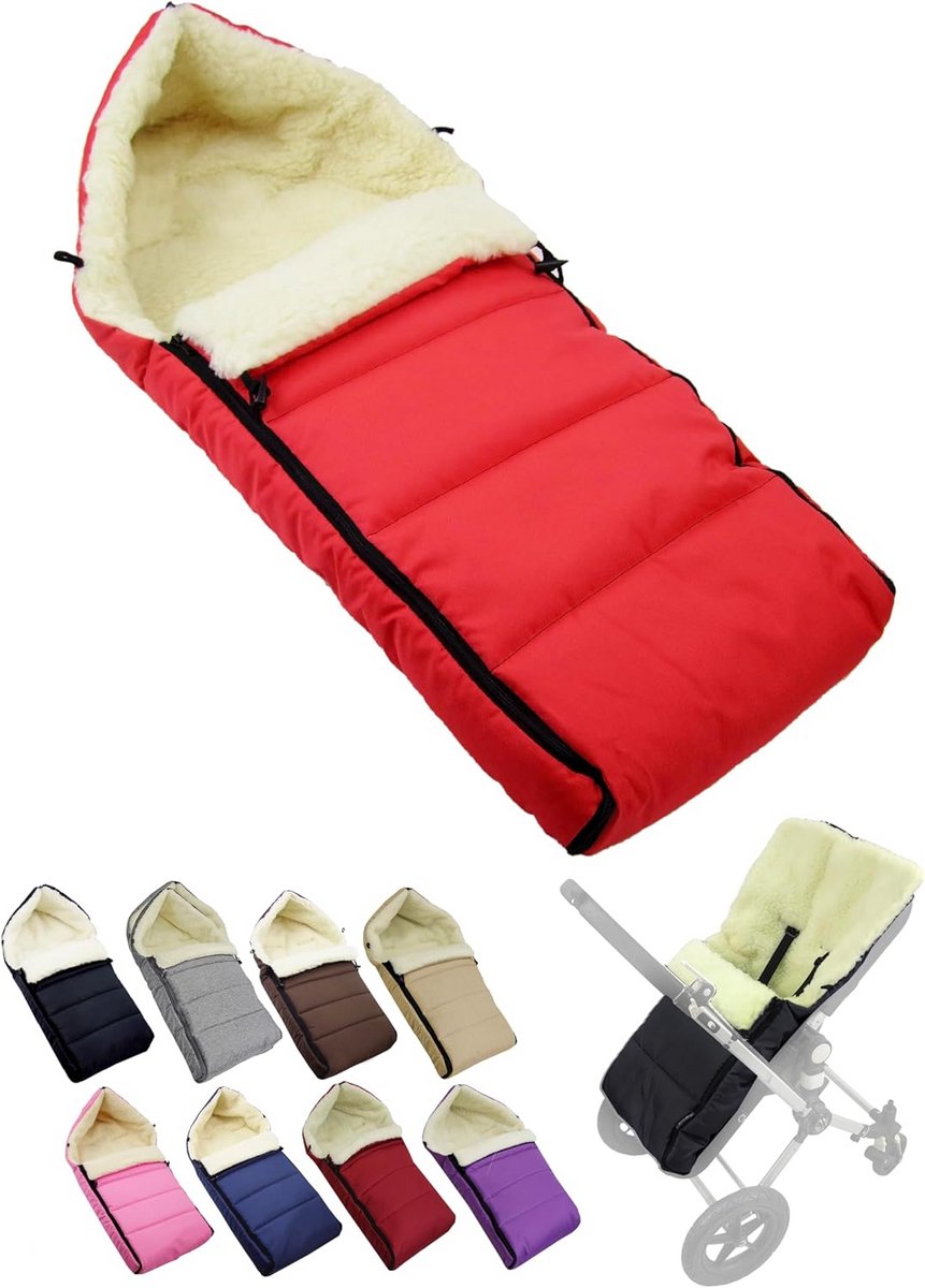 Warme Lamswol Voetenzak voor Kinderwagen en Buggy - Universeel & Wasbaar