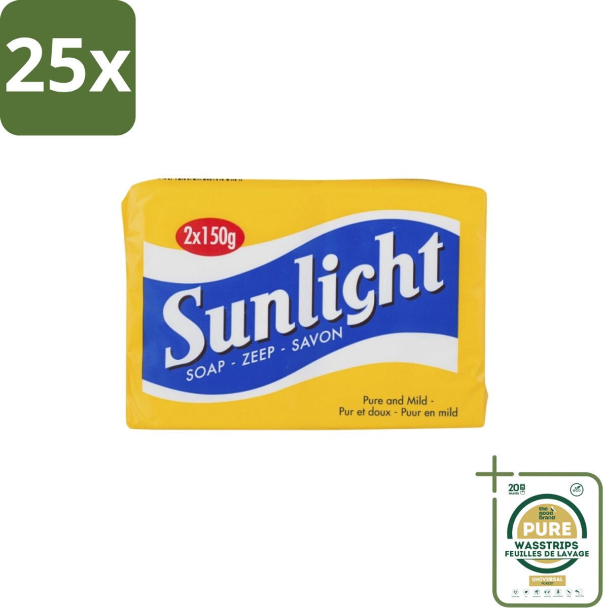 25 x Sunlight – Huishoudzeep – Klassiek – 150 g - Grootverpakking - Sunlight Zeep - Huishoudzeep - Klassieke Zeep - Zeep Voor Kleding - Zeep Voor Huid