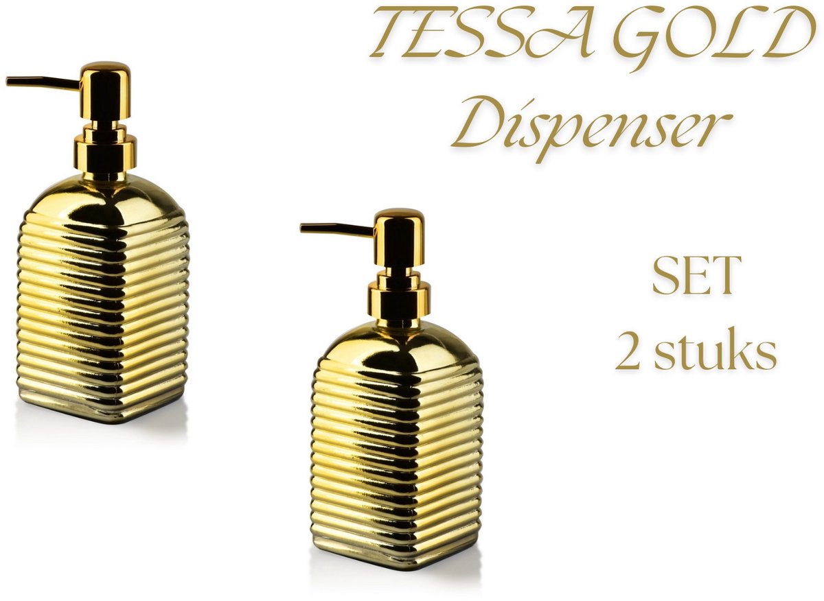 MONDEX - SET TESSA GOLD zeep Dispenser - 2 stuks - h19 x 7,8cm