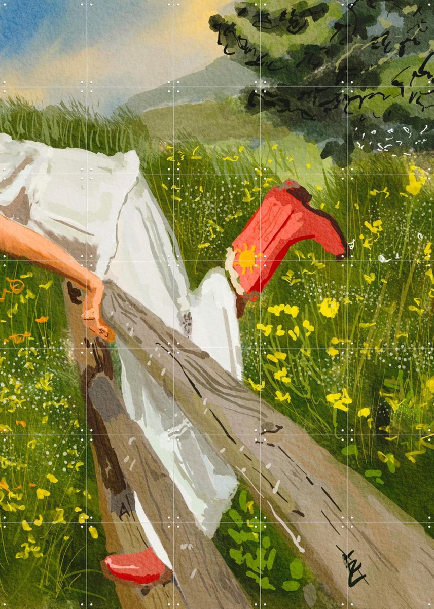 IXXI Into the fields, Ekaterina Zagorska - 100 x 140 cm - Gratis ophangtool - Grote wanddecoratie en posters - Speels, Aquarel, Illustraties