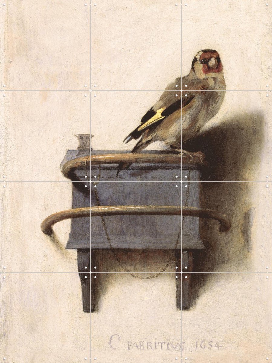 IXXI Het puttertje, Carel Fabritius & Mauritshuis - 60 x 80 cm - Gratis ophangtool - Grote wanddecoratie en posters - Naturalisme, Realisme, Klassiek