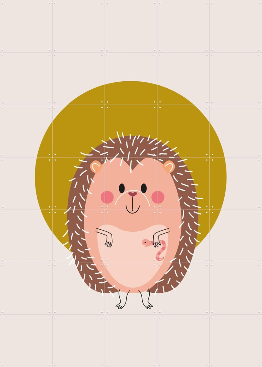 IXXI Hedgehog, Jetske Kox - 100 x 140 cm - Gratis ophangtool - Grote wanddecoratie en posters - Speels, Cartoonesk, Illustraties, Babykamer