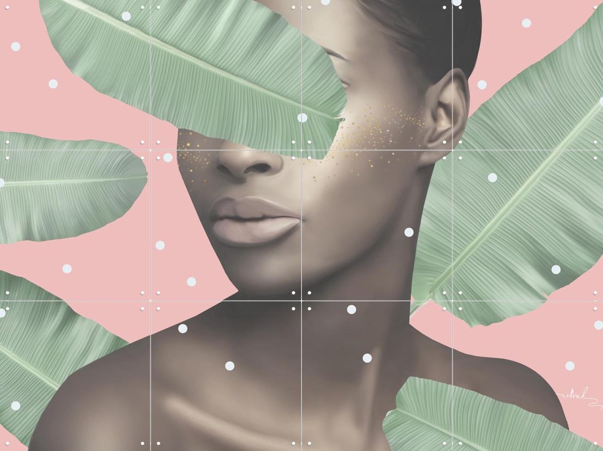 IXXI Musa, Nettsch - 80 x 60 cm - Gratis ophangtool - Grote wanddecoratie en posters - Illustraties, Grafisch Ontwerp, Kleurrijk, Digitale Kunst
