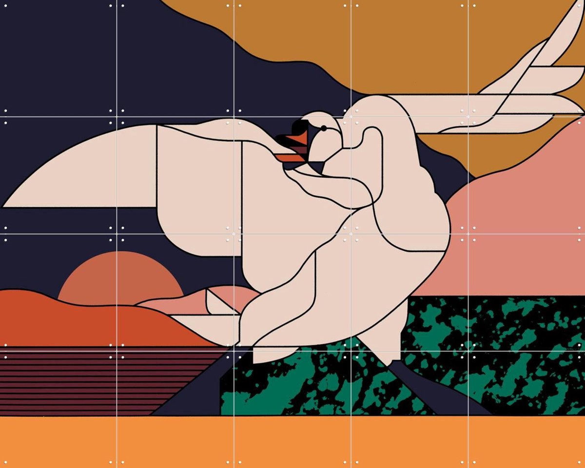 IXXI The threatened swan, ZenkOne & Rijksmuseum 2.0 - 100 x 80 cm - Gratis ophangtool - Grote wanddecoratie en posters - Klassiek, Digitale Kunst