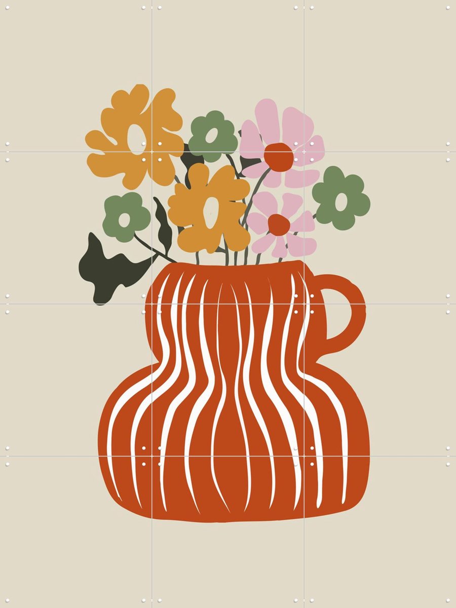 IXXI Daisy Jar, Miho Art Studio & Various - 60 x 80 cm - Gratis ophangtool - Grote wanddecoratie en posters - Grafisch Ontwerp, Illustraties, Speels