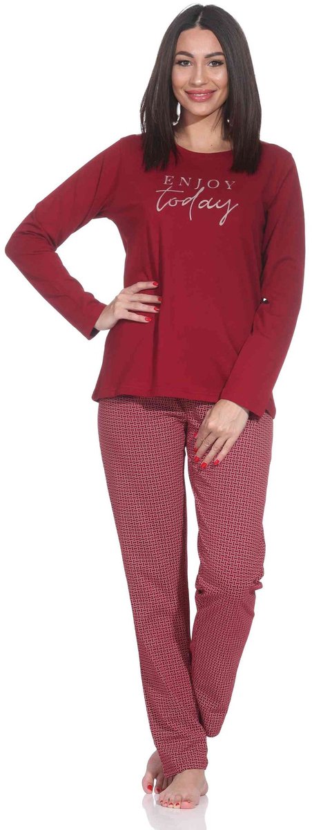 Normann dames pyjama met lange mouwen in een prachtige look rot