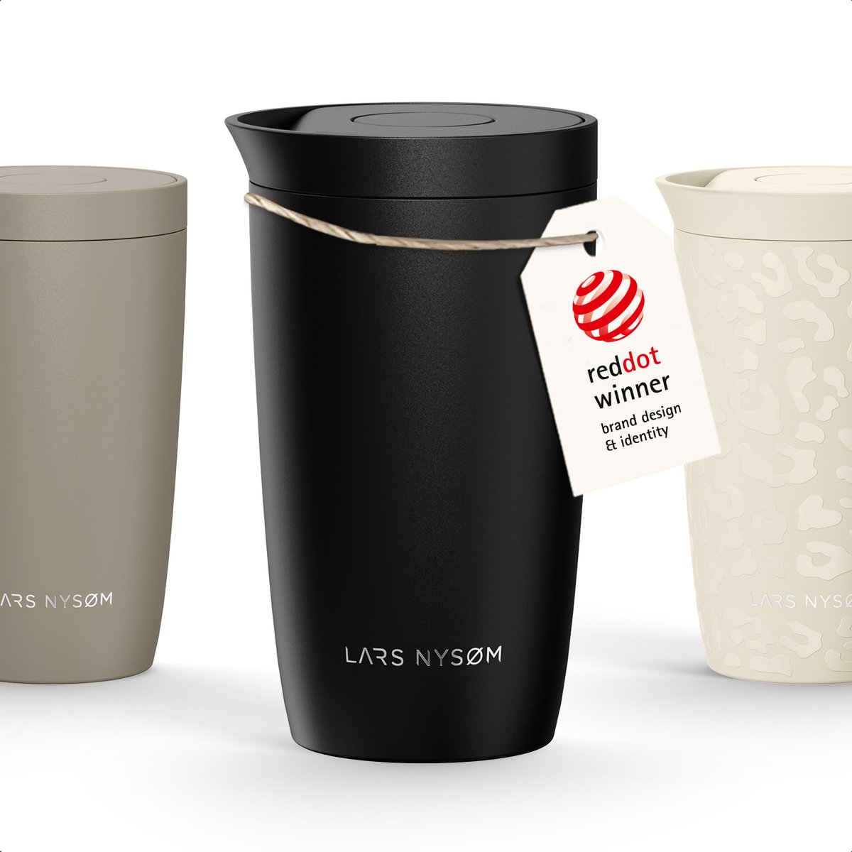 LARS NYSØM Vågen Thermos Koffiebeker To Go 350ml - Travel Mug met Isolatie - Quick-Press Deksel - Lekvrije RVS Thermobeker voor Koffie en Thee Onderweg (Carbon Black)