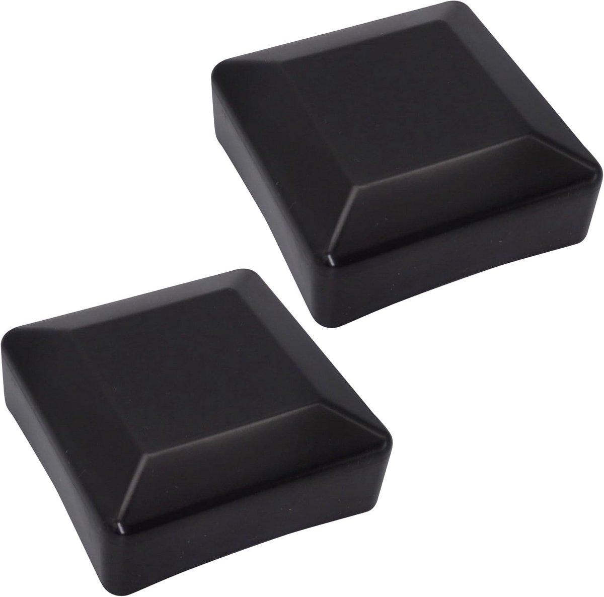 Set van 2 Zwarte Vierkante Hekpaaldoppen 70x70 mm Kunststof Afdekking