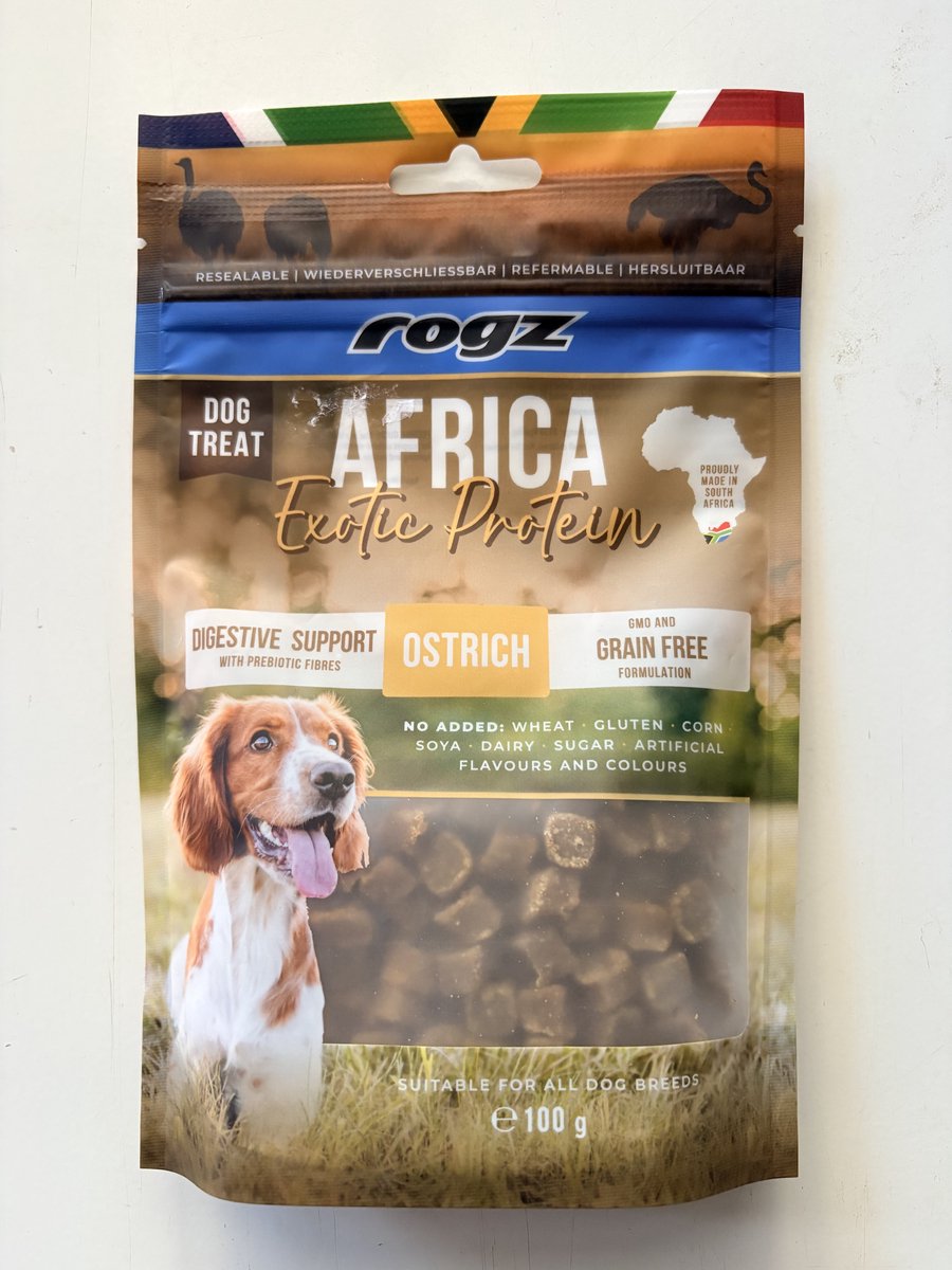 Rogz Africa Exotic Protein - Hondensnack - Ostrich - 100 gram