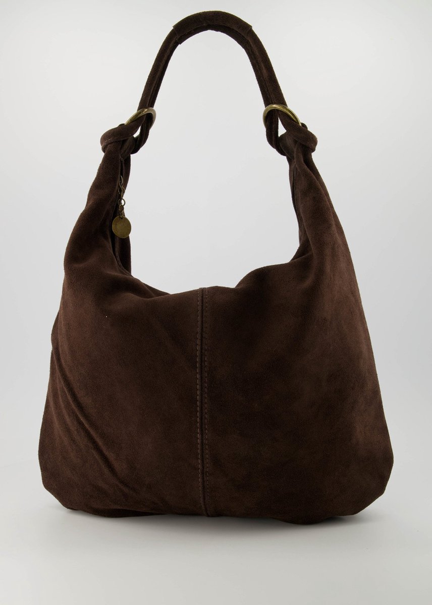 Teatro - Suez - Schoudertas - Handtas - Groot - Suede - Leer - Donkerbruin