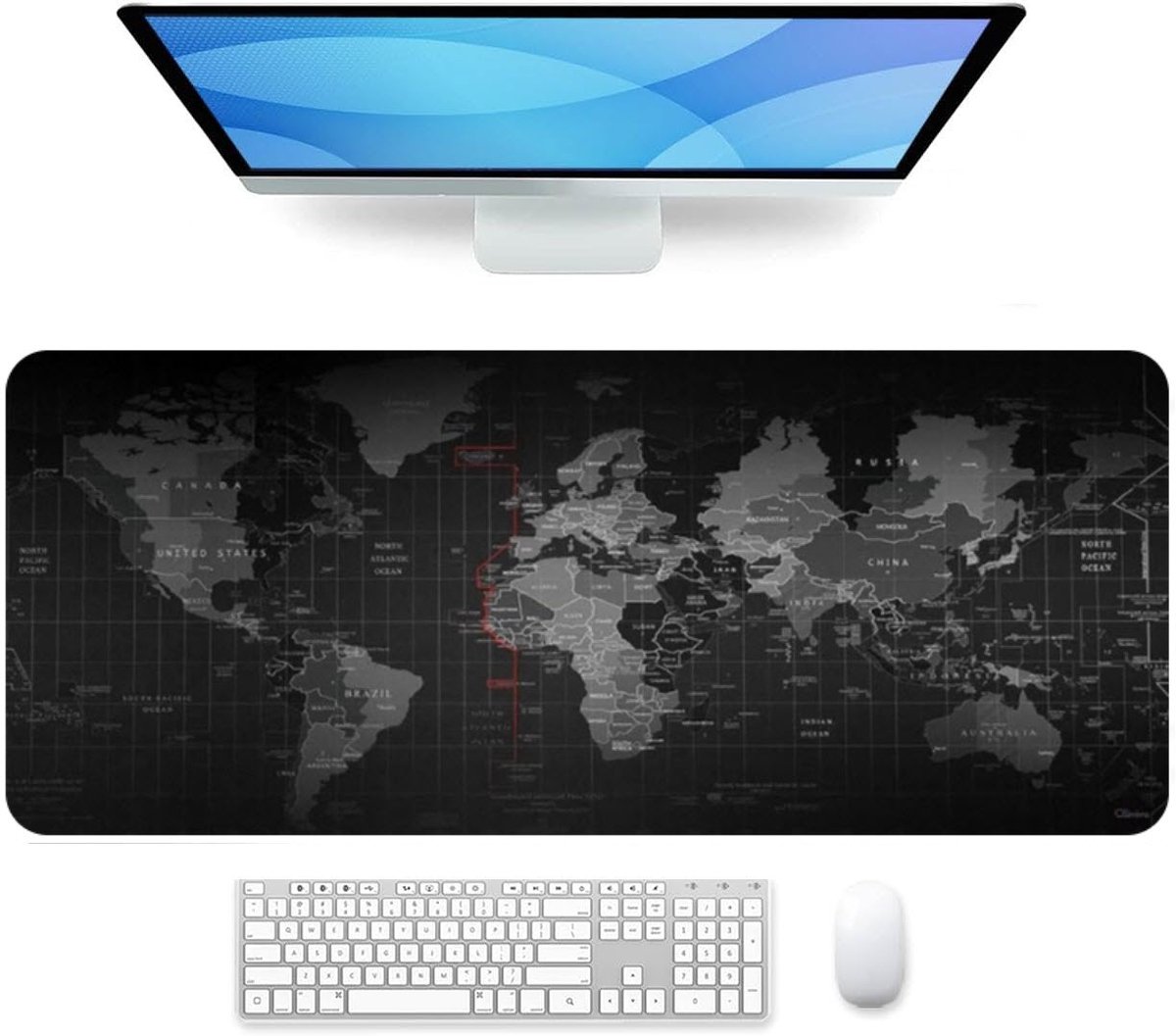 Bol.com Olivivo® Muismat Wereldkaart - Gaming Mousepad XXL - Onderlegger - Grote Muismat - 90x40 CM - Bureaulegger - Toetsenbord... aanbieding