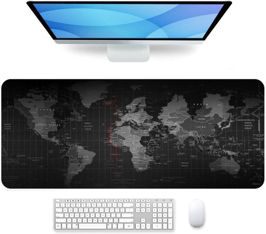 Olivivo® Muismat Wereldkaart - Gaming Mousepad XXL - Onderlegger - Grote Muismat - 90x40 CM - Bureaulegger - Toetsenbord - Anti Slip - Waterproof - Desktop mat