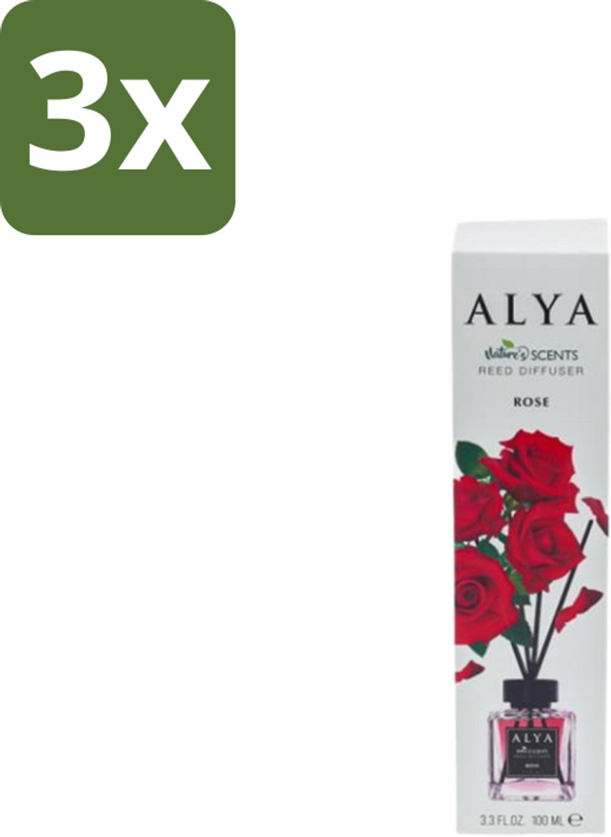 Alya – Geurdiffuser – Rose – Interieurparfum - Bulkverpakking - 3 stuks